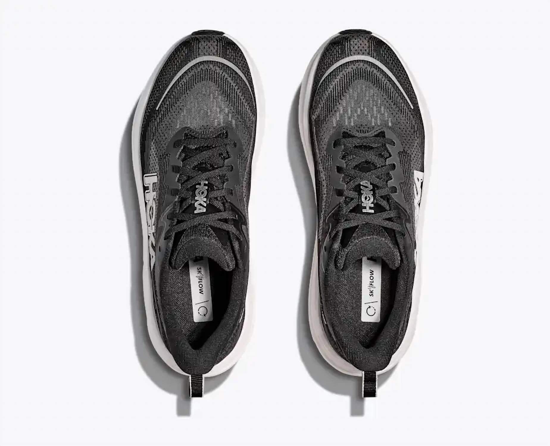 Hoka Men's Skyflow Running Shoes in black white 3 - men's sneaker - detail view
