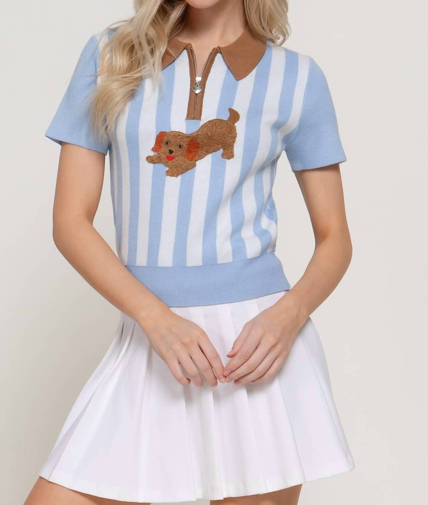 Active Basic - Short Sleeve Vertical Stripe Polo Top
