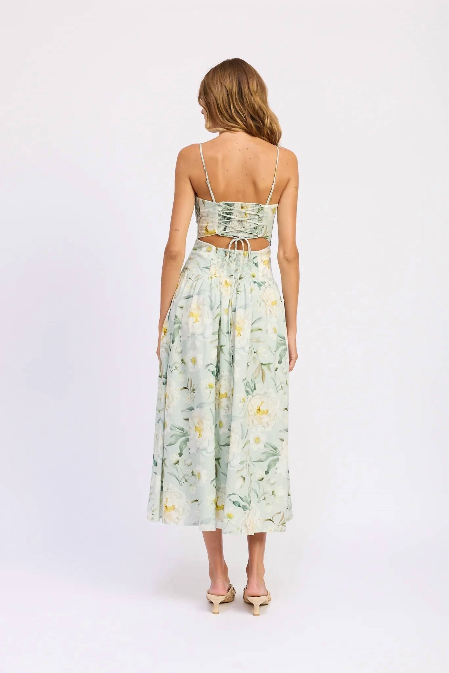 En Saison Elise Midi Dress in sage - women's dress - alternate view