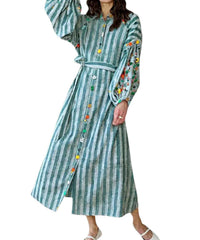 Guadalupe Design - Rambagh Stripe Embroidered Midi Dress