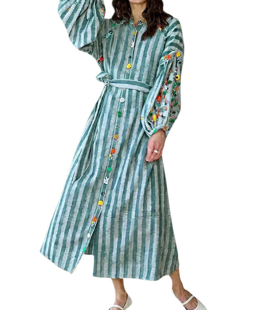 Guadalupe Design - Rambagh Stripe Embroidered Midi Dress