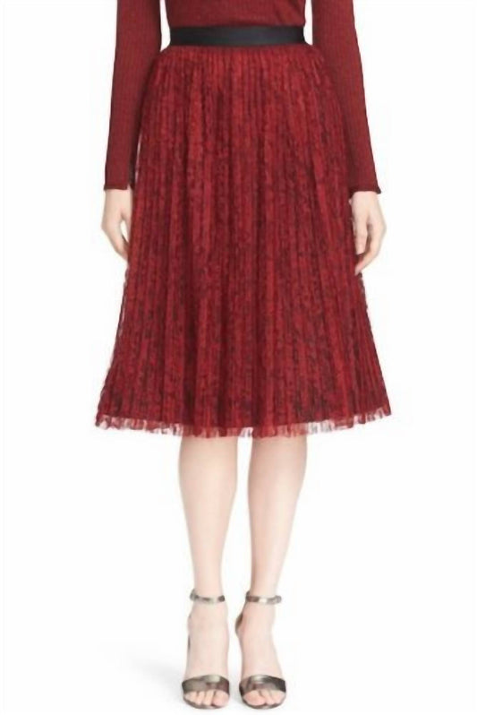 Alice + Olivia - Floral Lace Pleated Midi Skirt