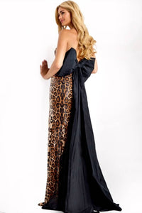 Jovani - Strapless Leopard Sequin Gown
