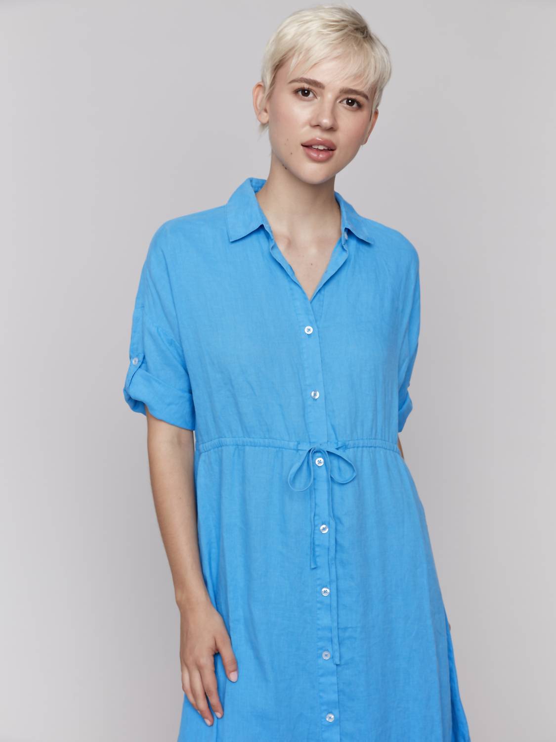 Charlie B - Short Sleeve Button-front Dress