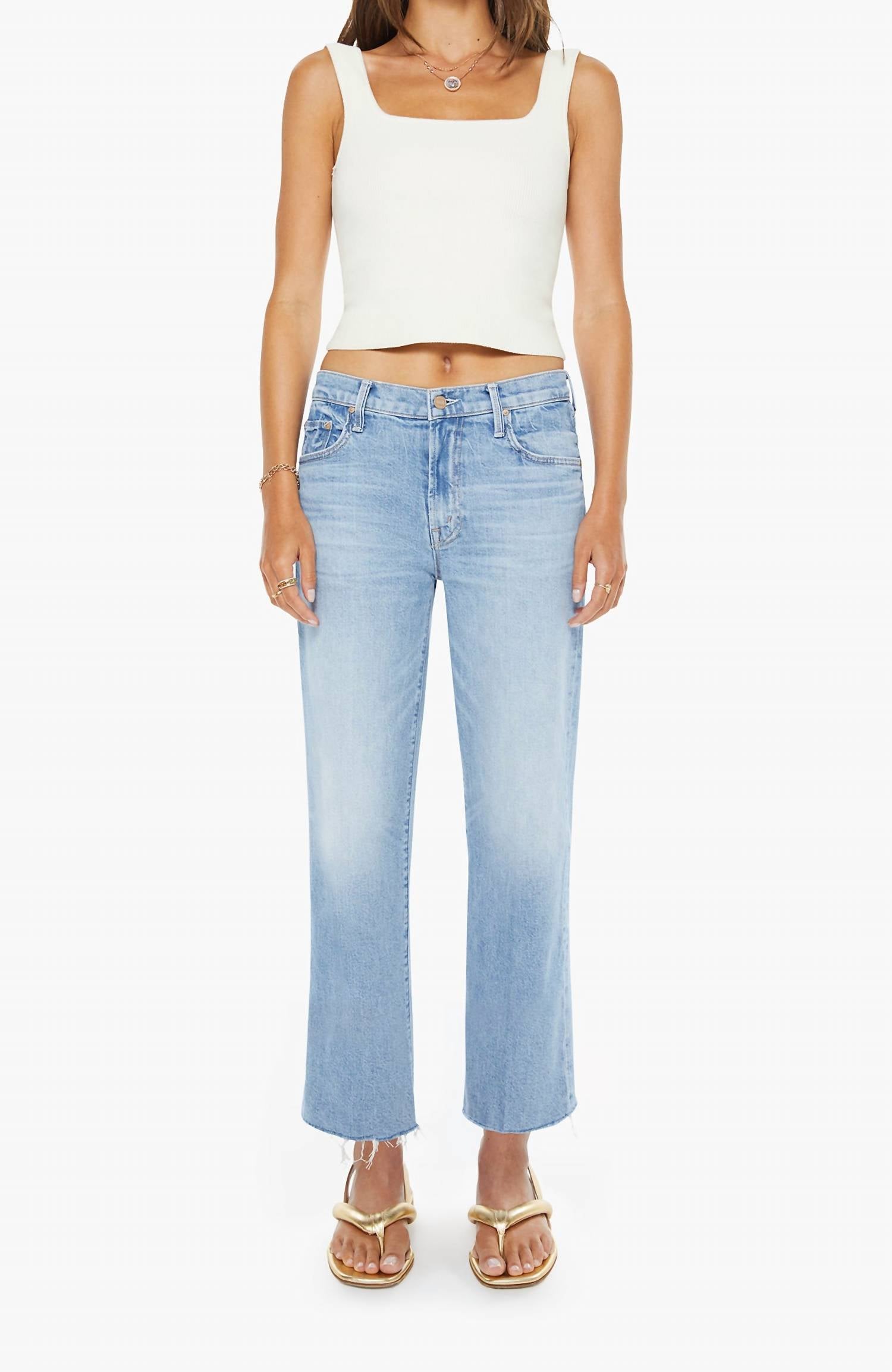 Mother - Mid Rise Rambler Ankle Fray Jeans