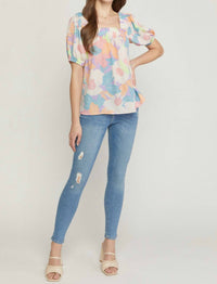 entro Floral Square Neck Blouse in multi - women's blouse - view 4