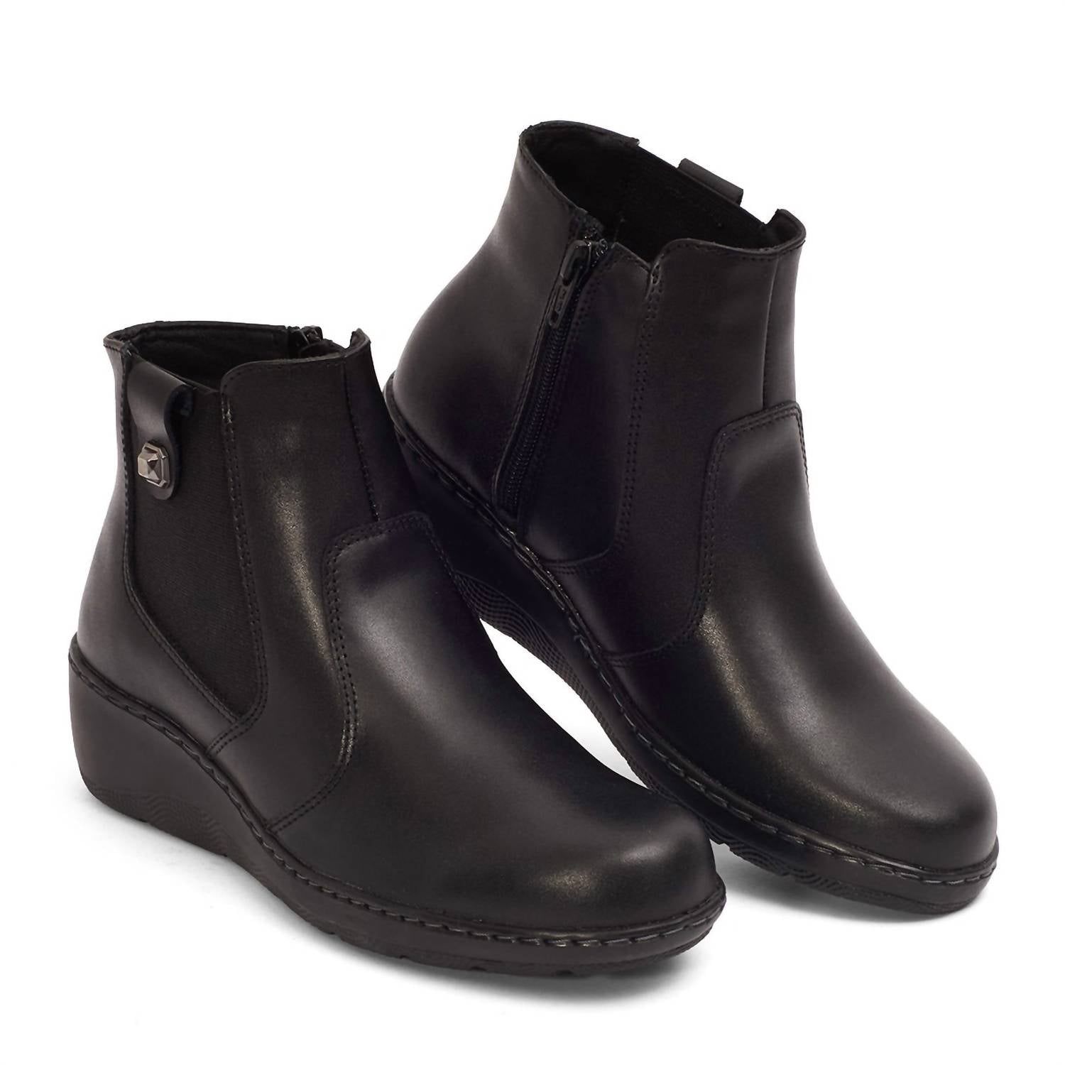 Andrea - Women's Exclusive Leather Wedge Booties