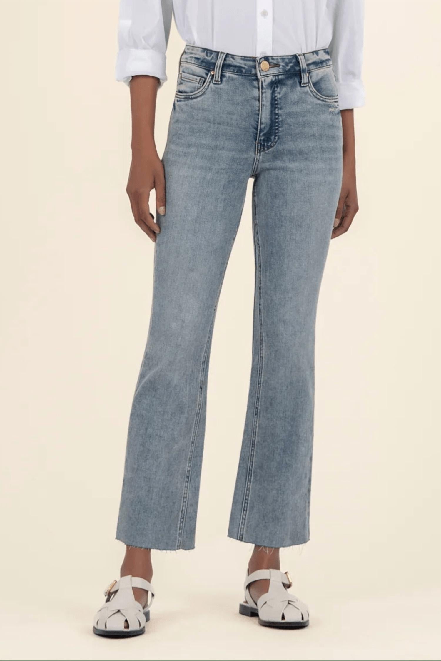 KUT FROM THE KLOTH Kelsey High Rise Fab Ab Ankle Flare Jeans in devotion - women's jeans