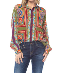 Tolani Kennedy Ethereal Shirt in green - women's long sleeve top