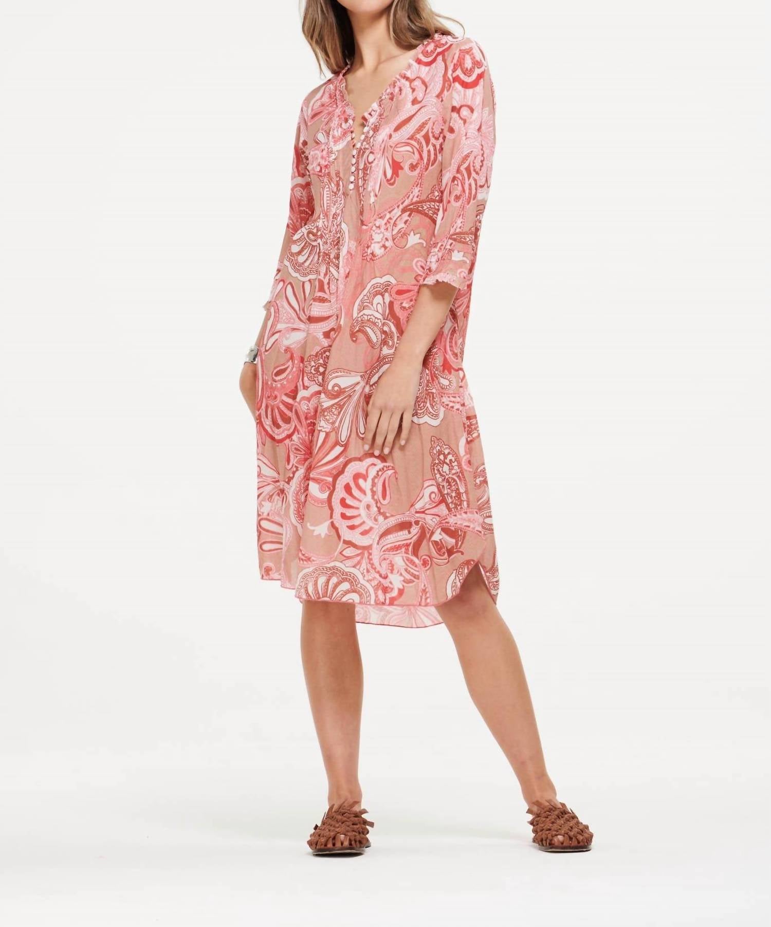 Oneseason - Amalfi Short Poppy Midi Dress