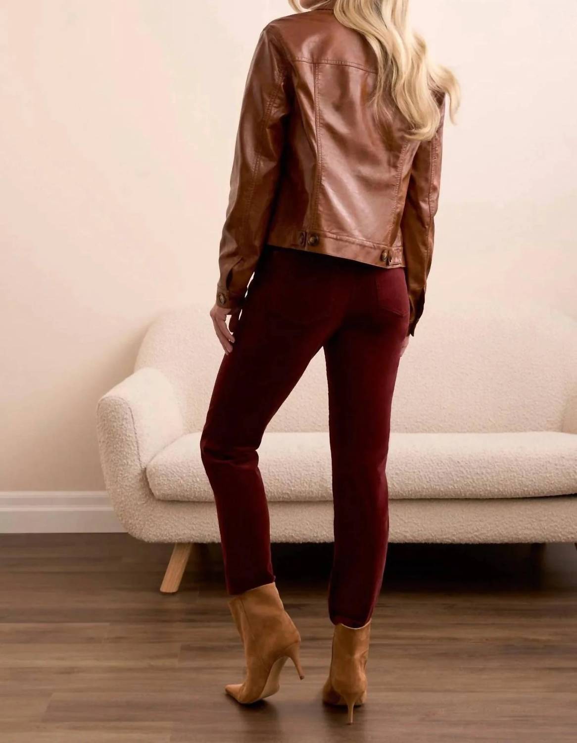 Tribal - Button Front Faux Leather Jacket