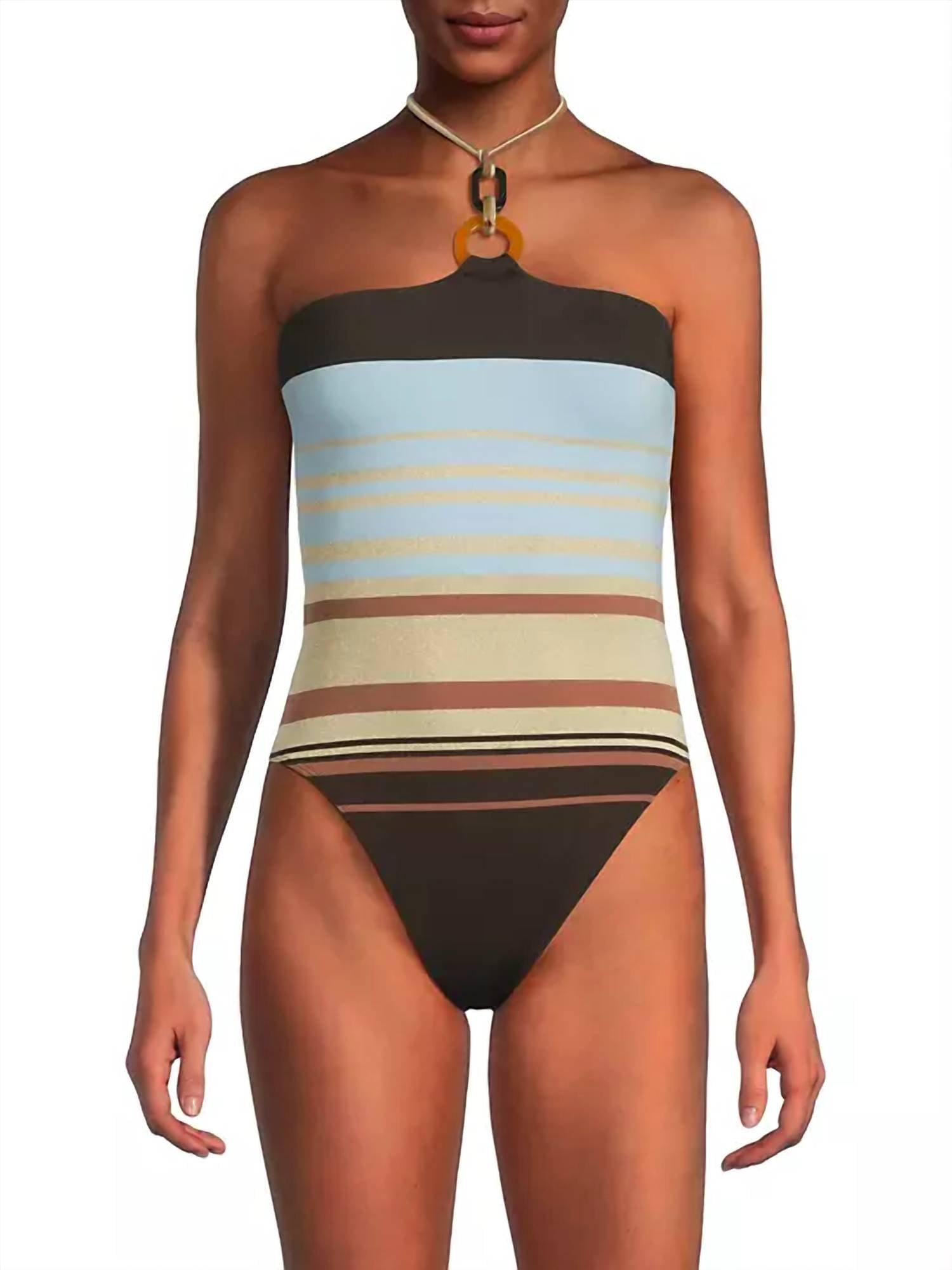Ramy Brook - May Stripped Halterneck One Piece Swimsuit