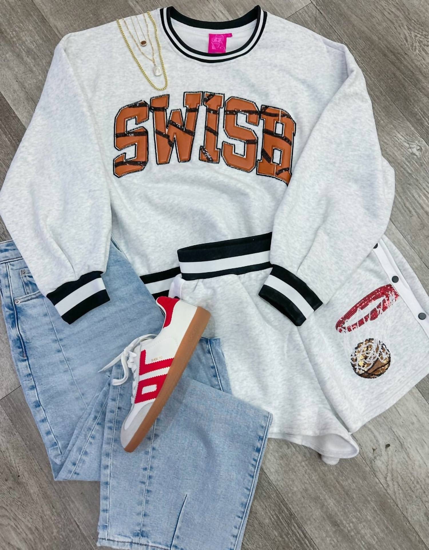 Queen Of Sparkles - Swish Basketball Sweatshirt & Shorts Set