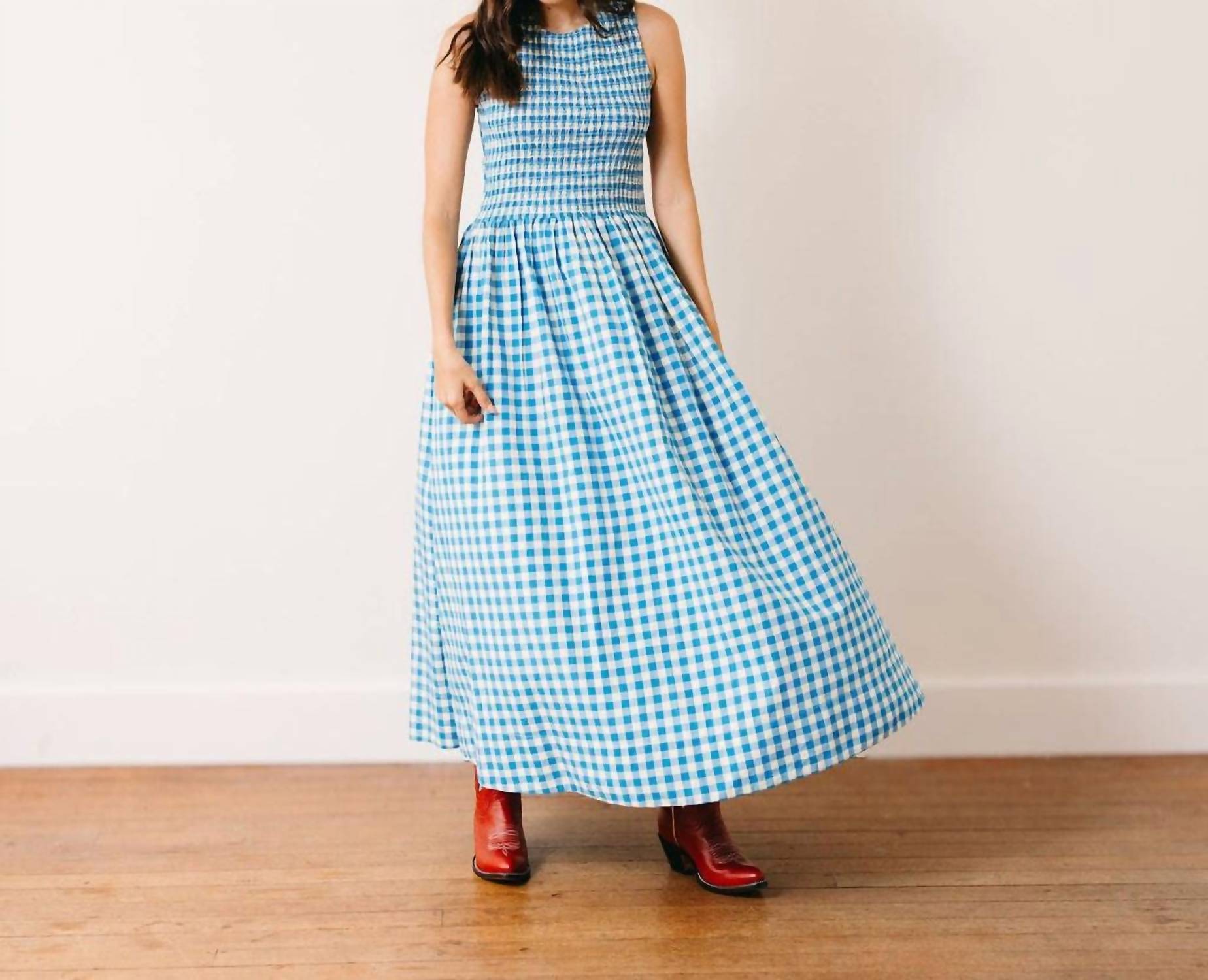 Sunshine Tienda - Women's Gingham Marine Dress