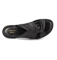 Clarks Women's Reyna Twist Flat Sandal in black synthetic - women's sandal - view 6