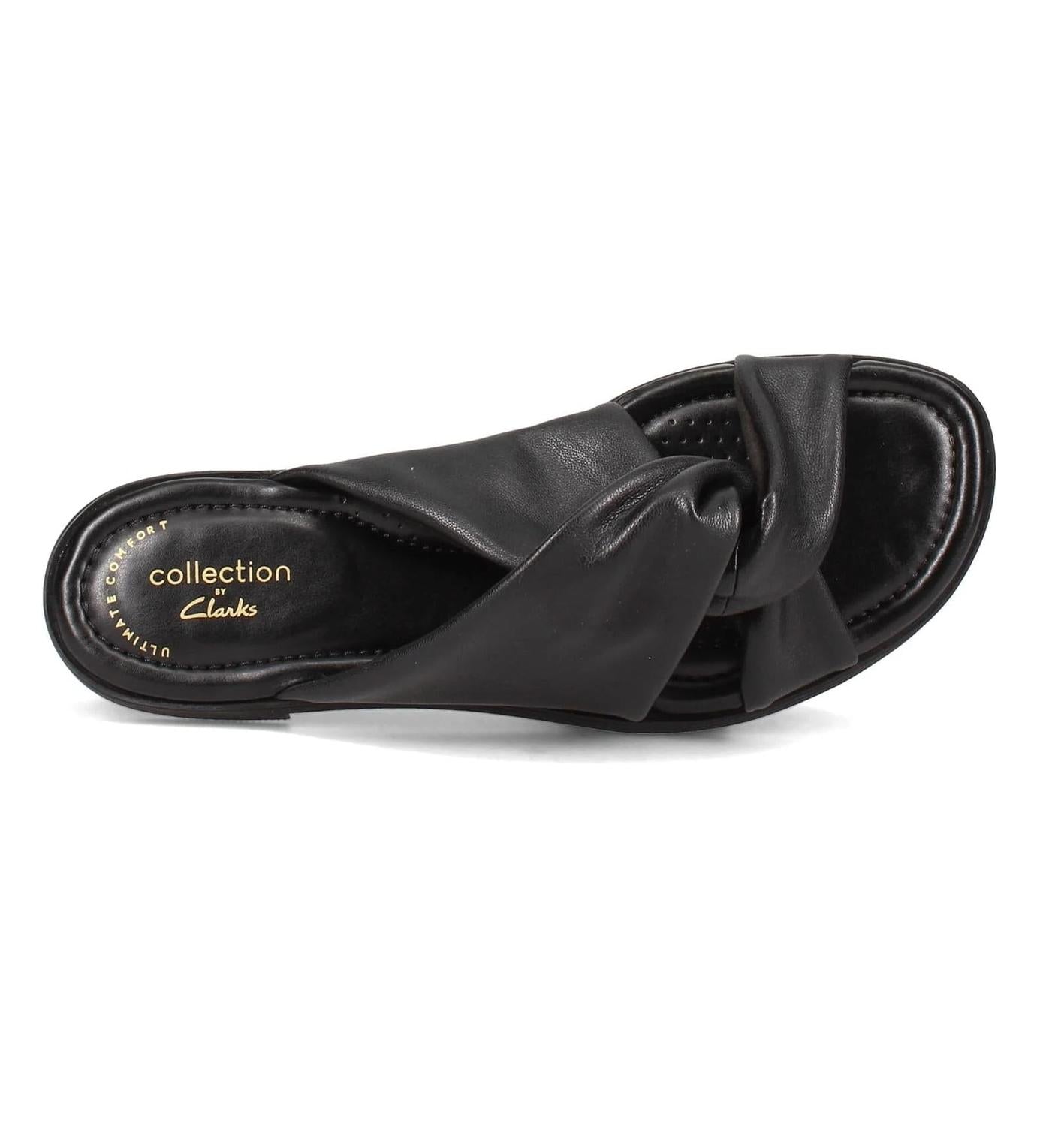 Clarks Women's Reyna Twist Flat Sandal in black synthetic - women's sandal - view 6