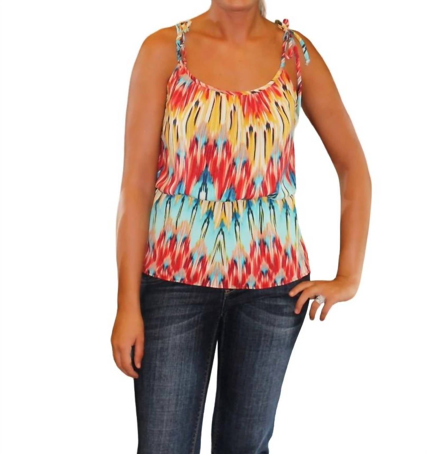 MULTI ZIG-ZAG TIE SHOULDER TOP