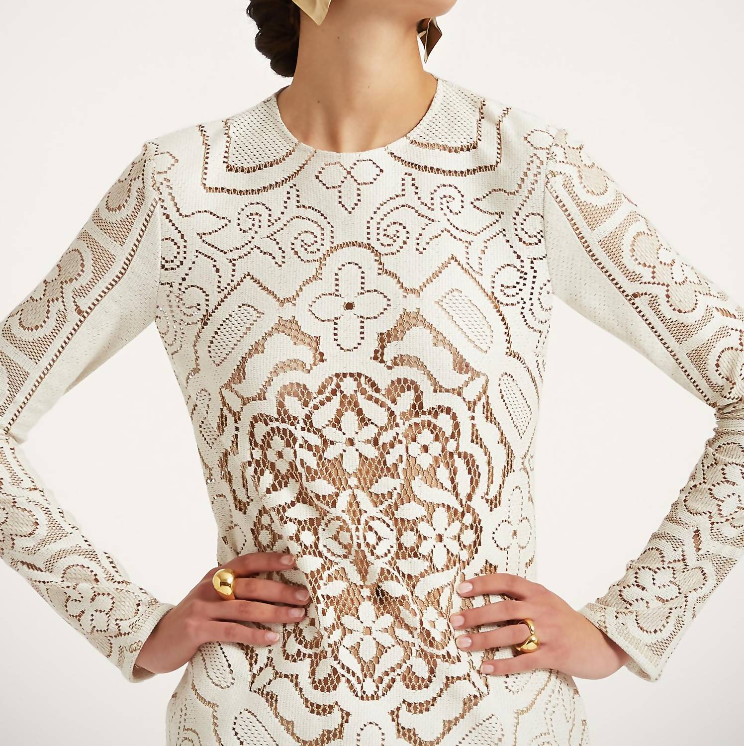 La Doublej - Women's Lacey Long Sleeve Swing Dress