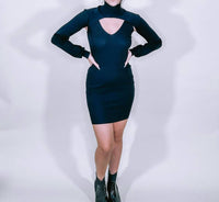 Edit by Nine Sweater Mini Dress with Cropped Shrug Set in black - women's dress