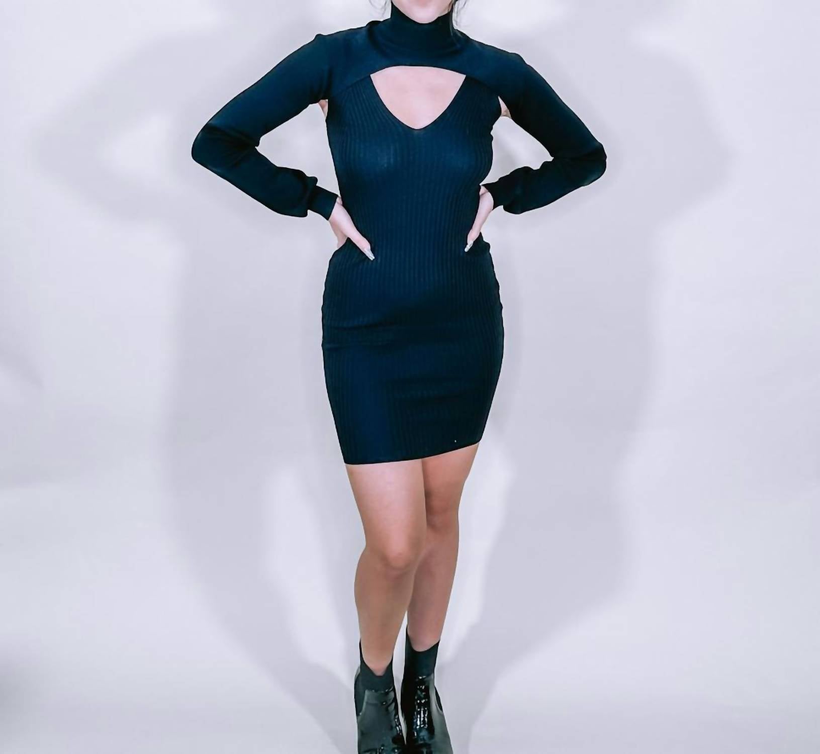 Edit by Nine Sweater Mini Dress with Cropped Shrug Set in black - women's dress