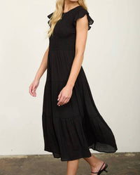 Blu Pepper - Tiered Smocked Short Sleeve Midi Dress