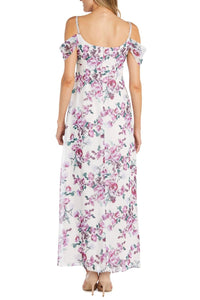 R&M Richards - Floral Cold Shoulder Special Occasion Dress