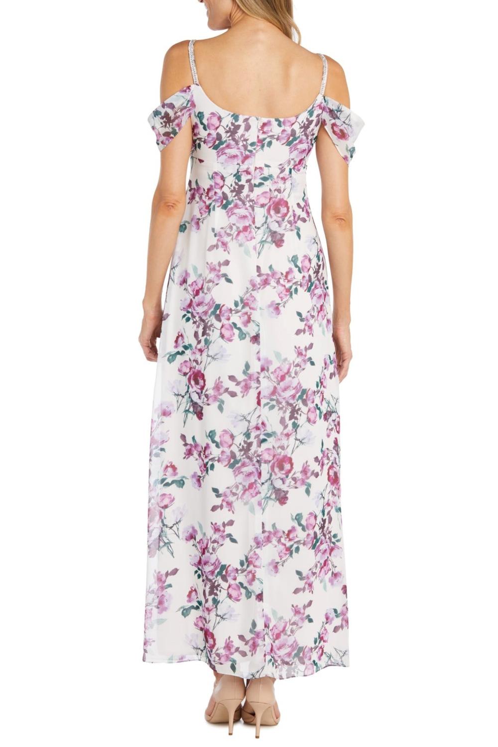 R&M Richards - Floral Cold Shoulder Special Occasion Dress