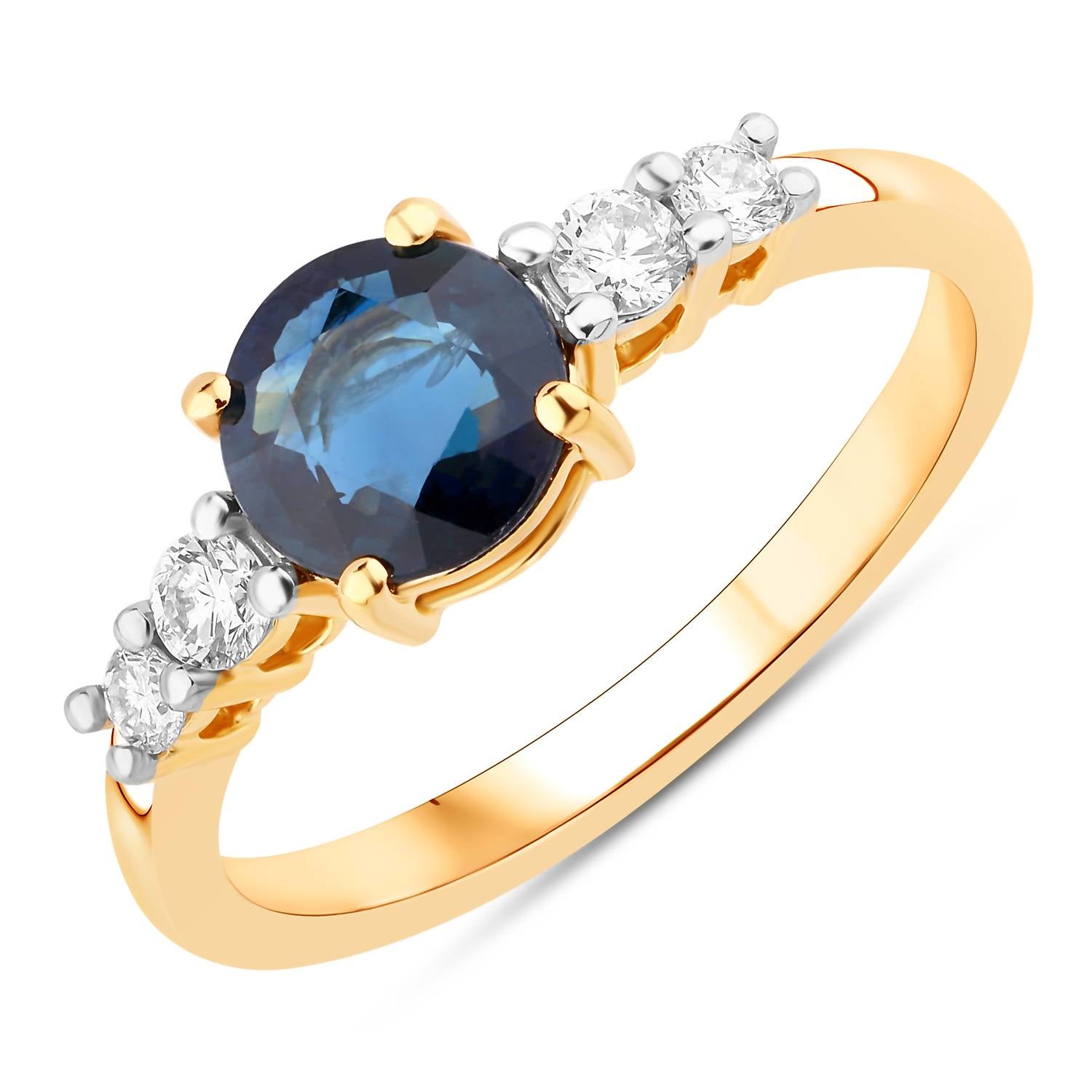 Diana M Jewels Women's Round Natural Blue Sapphire Fashion Ring (1.38 Ct) - Petite in 14k yellow gold - women's jewelry