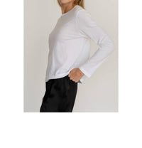 DONNI. Jersey Long Sleeve Tee in powder - women's long sleeve top - detail view
