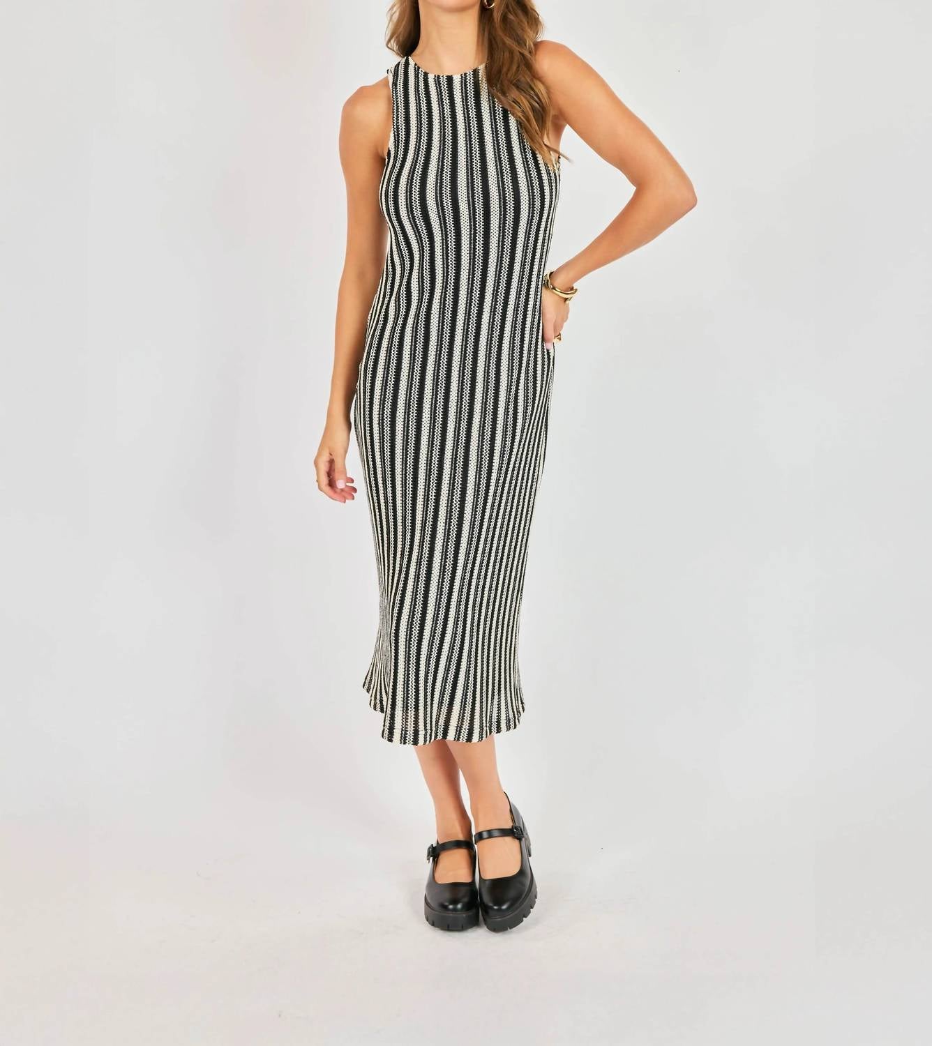 Sadie & Sage Moonlit Path Knit Dress in black ivory - women's dress