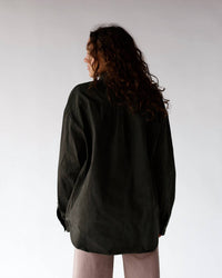 Bailey Rose Mallard Flight Button Up Shirt in olive green - women's long sleeve top - detail view
