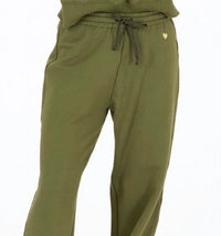 KERRI ROSENTHAL Women's Weekend Barb Sweatpants in army green - women's pants - detail view