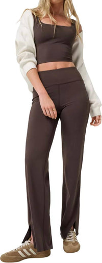 Travis Matthew Moveknit Bonded Wide Leg Pants in coffee grounds - women's pants