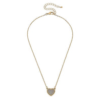 CANVAS Style Women's Corrine Pavé Heart Charm Necklace in worn gold - women's jewelry - detail view