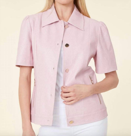 Dolce Cabo - Vegan Leather Perforated Short Sleeve Shirt Jacket