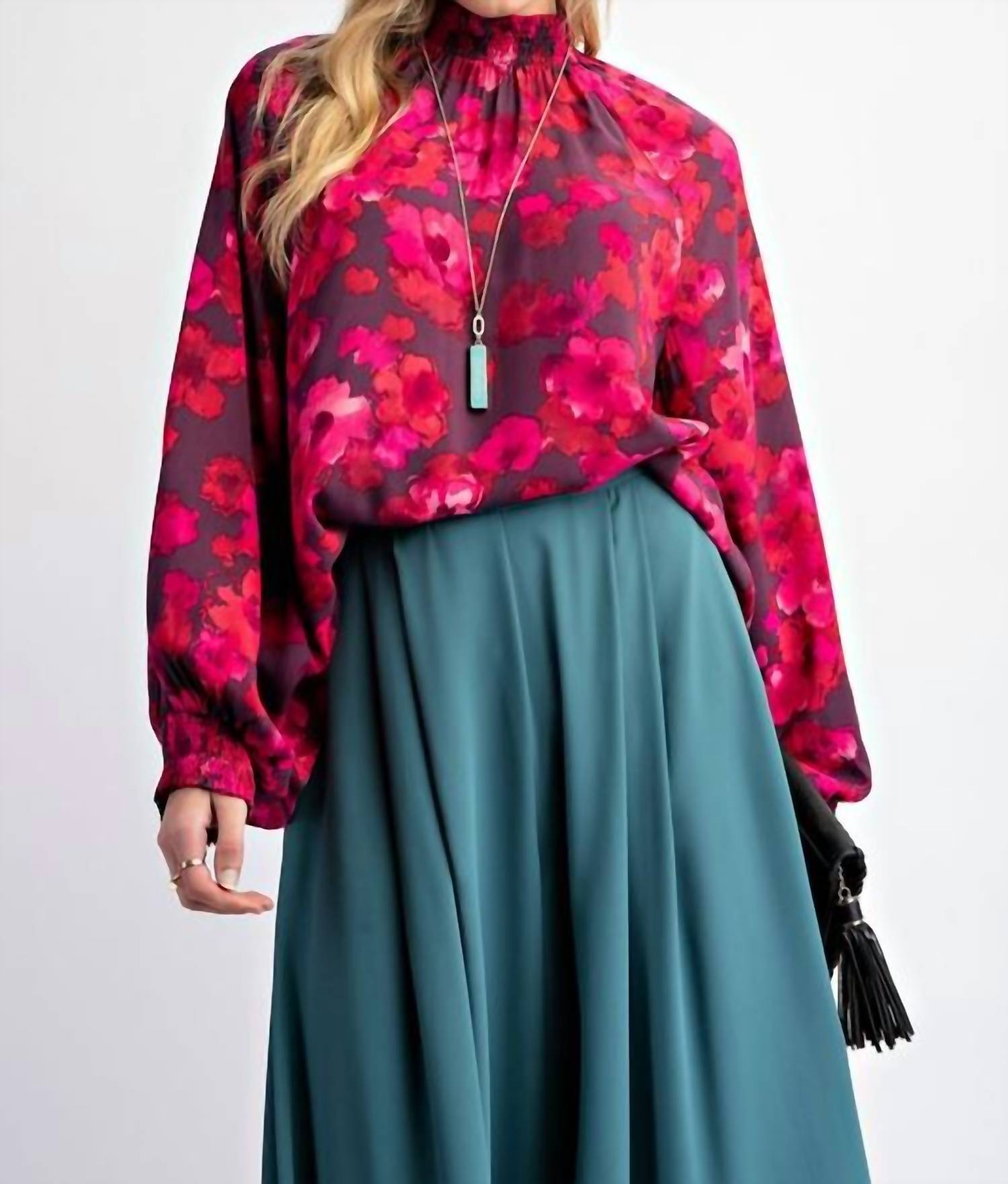 Easel - Floral Print Mirabelle Blouse