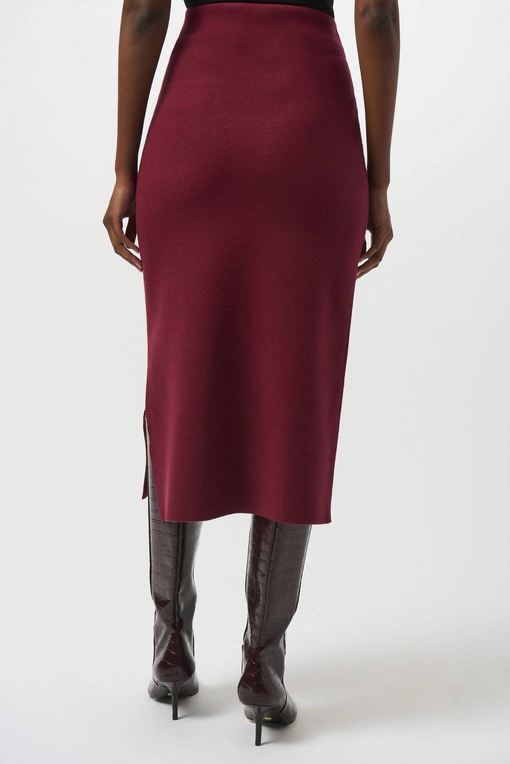 Joseph Ribkoff Sweater Knit Midi Skirt in merlot 1 - women's skirt - alternate view