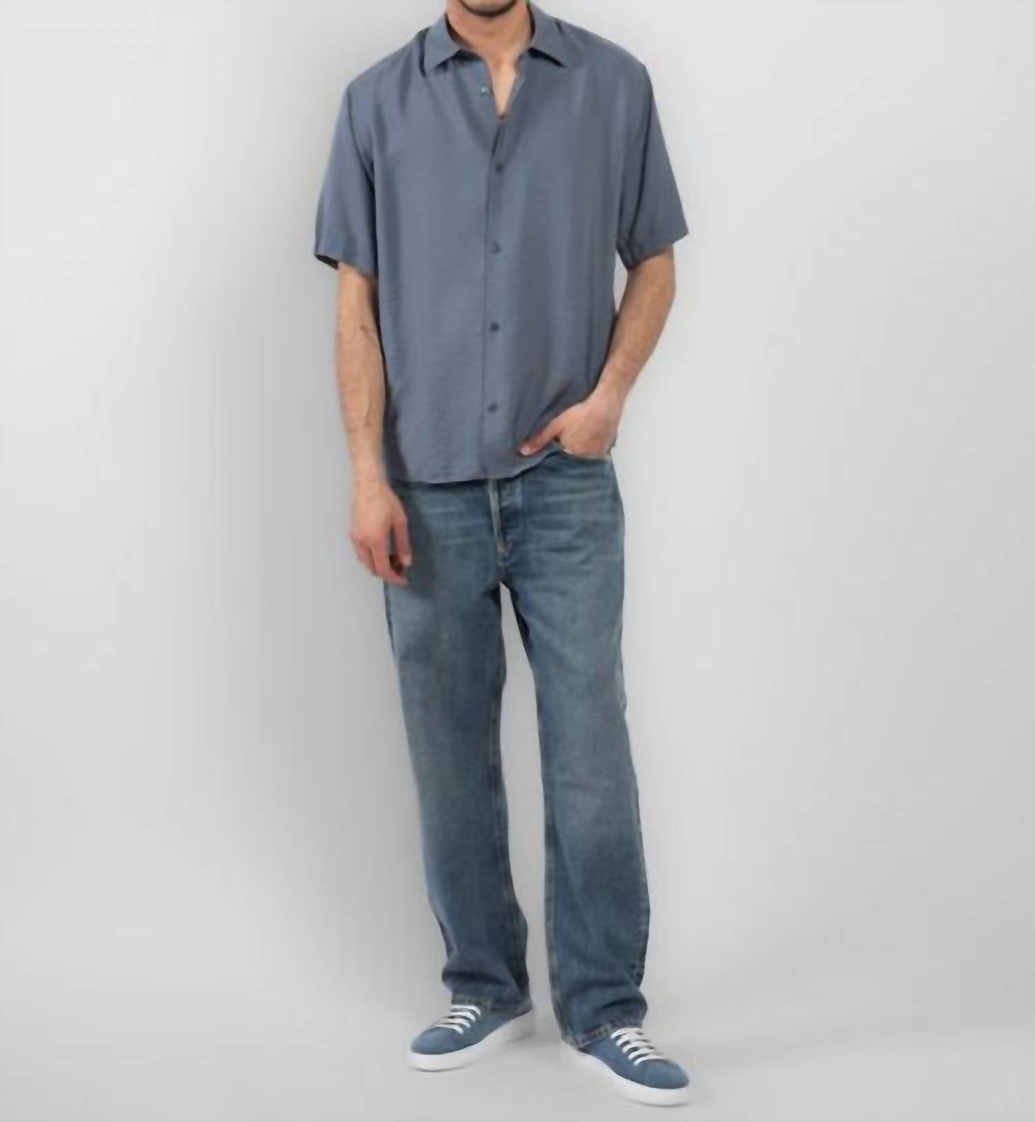 NN07 Freddy Short Sleeve No Pocket Shirt in bering sea - men's shirt - view 5