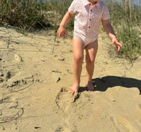 ME & HENRY Boy's Helford Floral Onesie in coral spring - kids' item