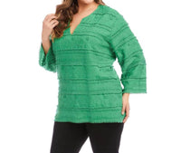 Karen Kane 3/4 Sleeve Embroidered Tunic - Plus in green - women's shirt - detail view