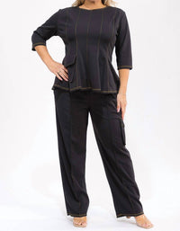 Karen T Design - Peplum Top And Straight Cargo Pants Set