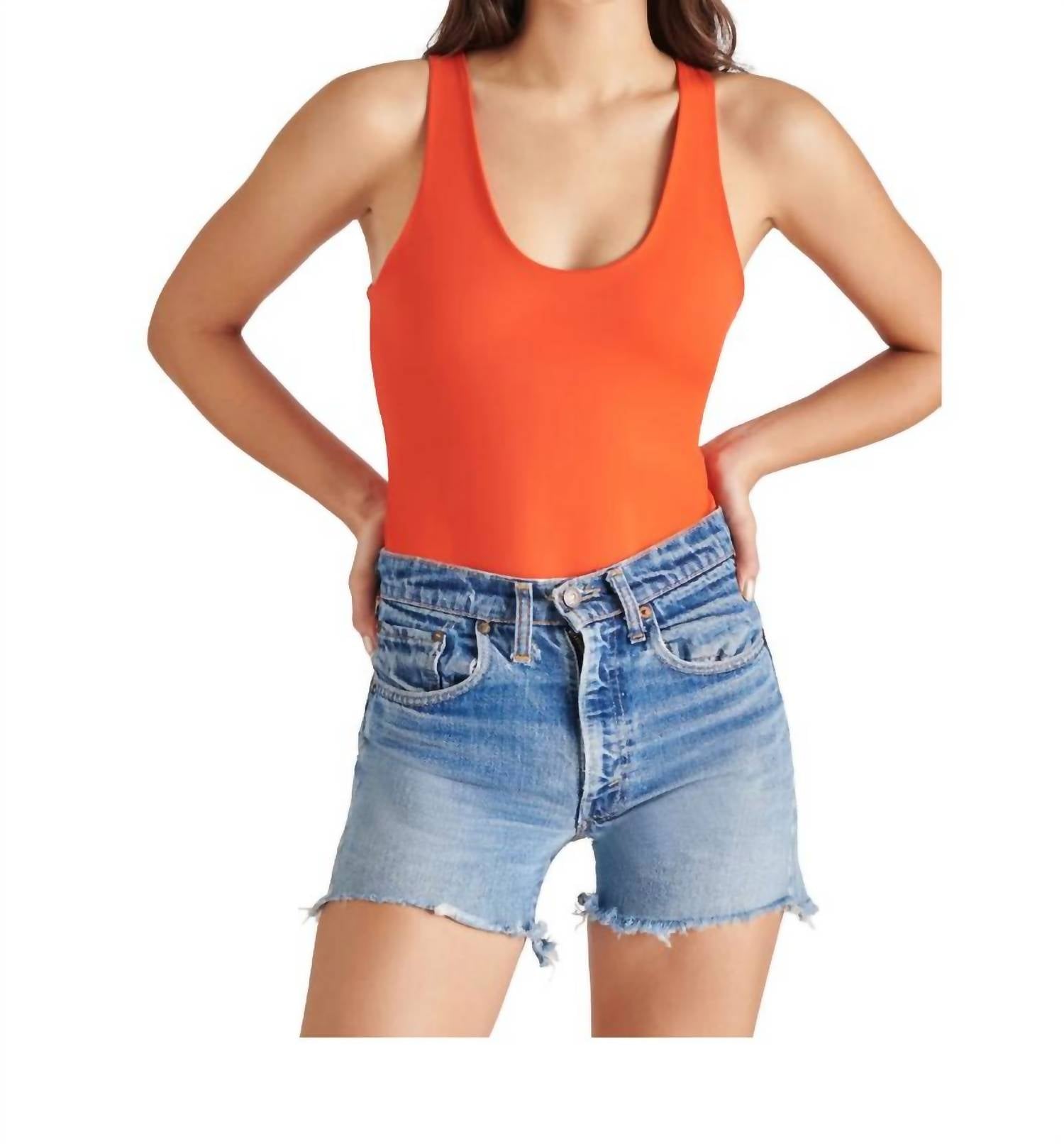 STEVE MADDEN Lyra Bodysuit in scarlet red - women's tank top