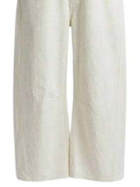 Sadie & Sage Women's Teacup Barrel Leg Overalls in white - women's jeans - detail view