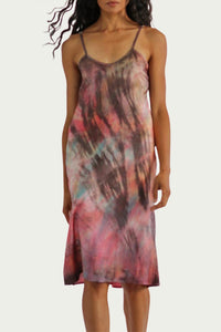 TIE-DYED SILK CHARMEUSE SLIP DRESS
