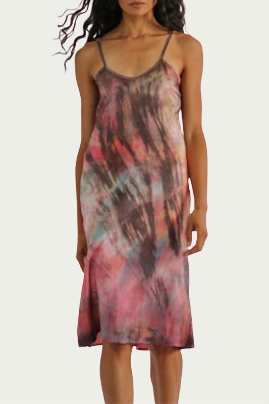 TIE-DYED SILK CHARMEUSE SLIP DRESS