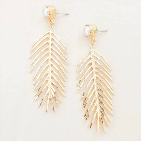 Virtue Jewelry Design - Women's Lainey Luxe Pearl Post With Leaf Drop Earrings