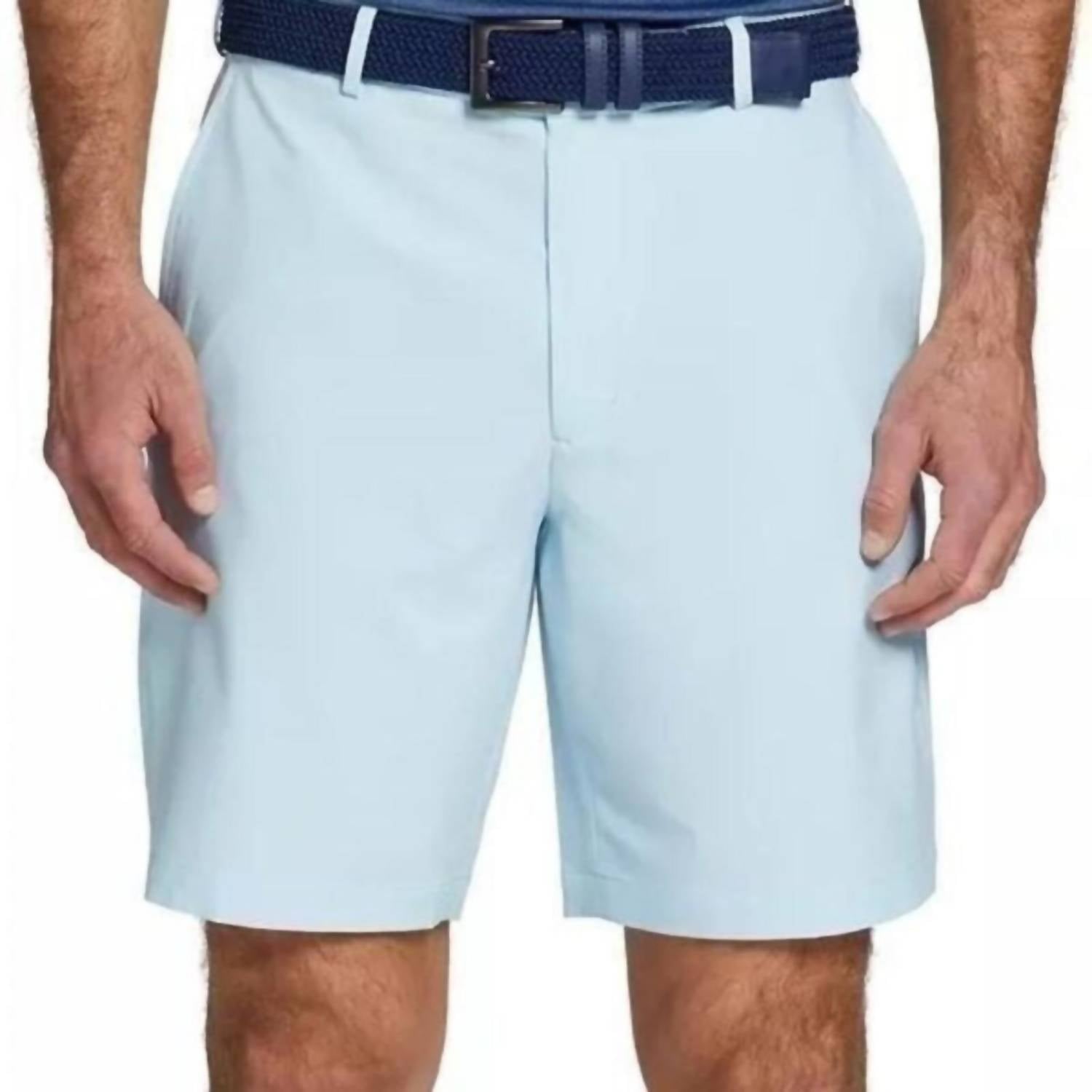 Walter Hagen Men's Performance Micro Lines Golf Shorts in soft blue - men's shorts