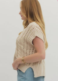 Entro - Alice Cable Knit Short Sleeve Sweater