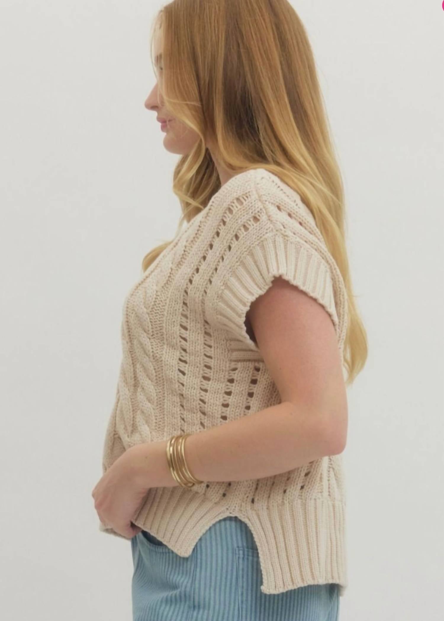 Entro - Alice Cable Knit Short Sleeve Sweater