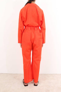 RACHEL COMEY Wessly Long Sleeve Jumpsuit in coral - women's pants - detail view